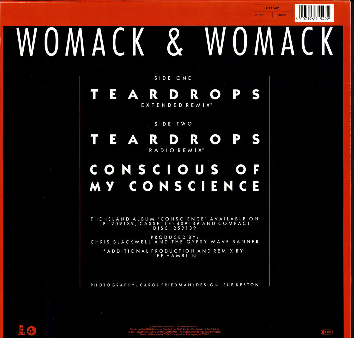 Womack & Womack - Teardrops Vinyl 12" Maxi-Single | EU Original | 1988