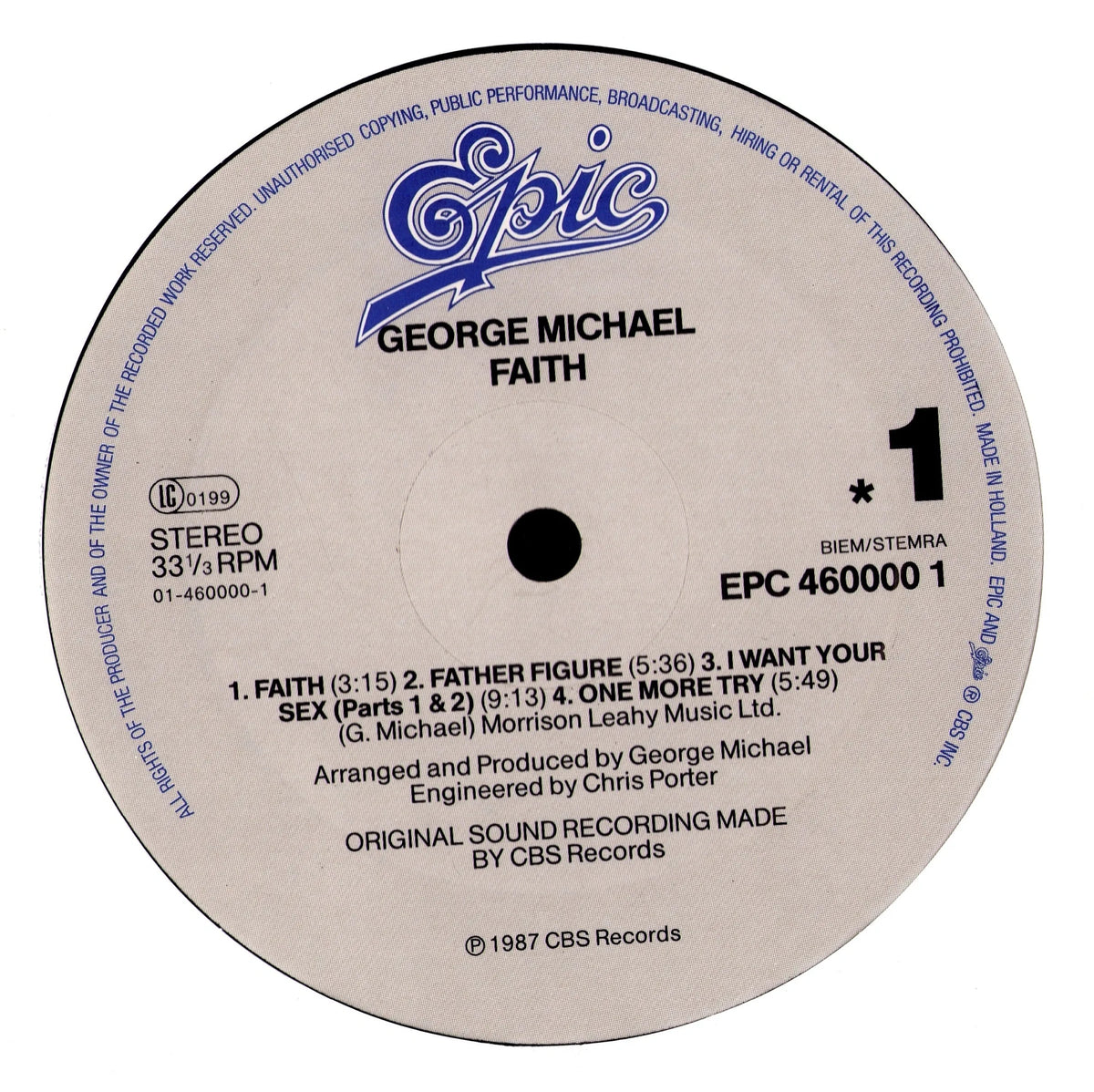 George Michael – Faith Vinyl LP | EU | 1987