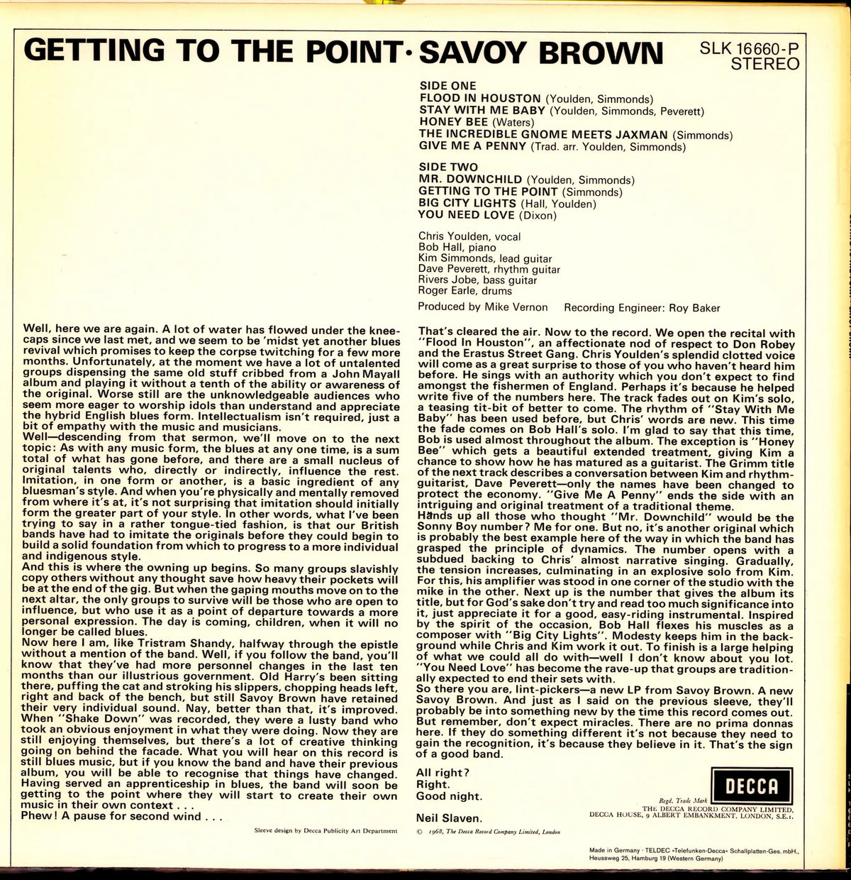 Savoy Brown – Getting To The Point (Vinyl LP | DE Original | 1986)