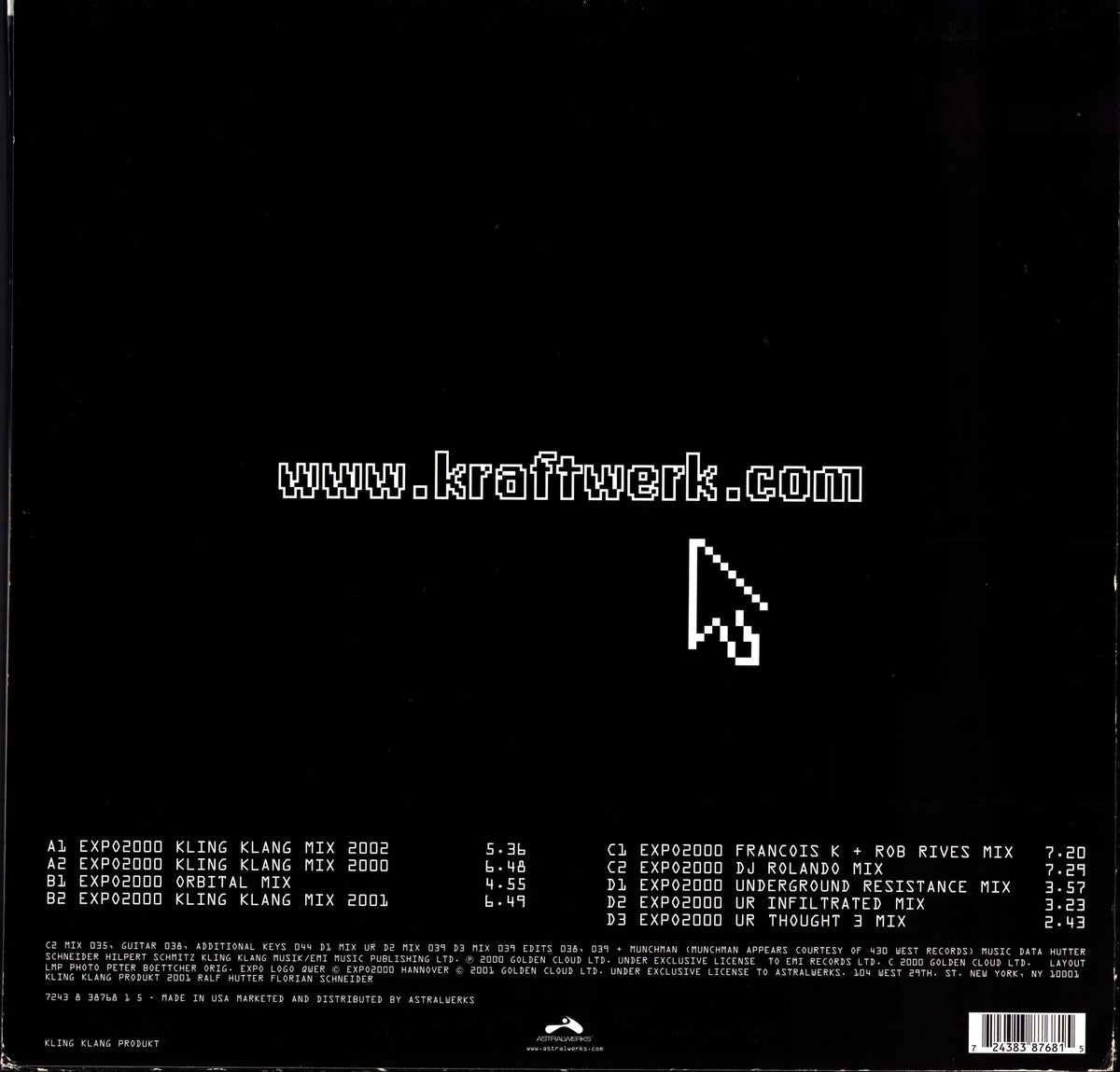 Kraftwerk – Expo Remix (Vinyl 2×12″ | US | 2001) – Rückseite