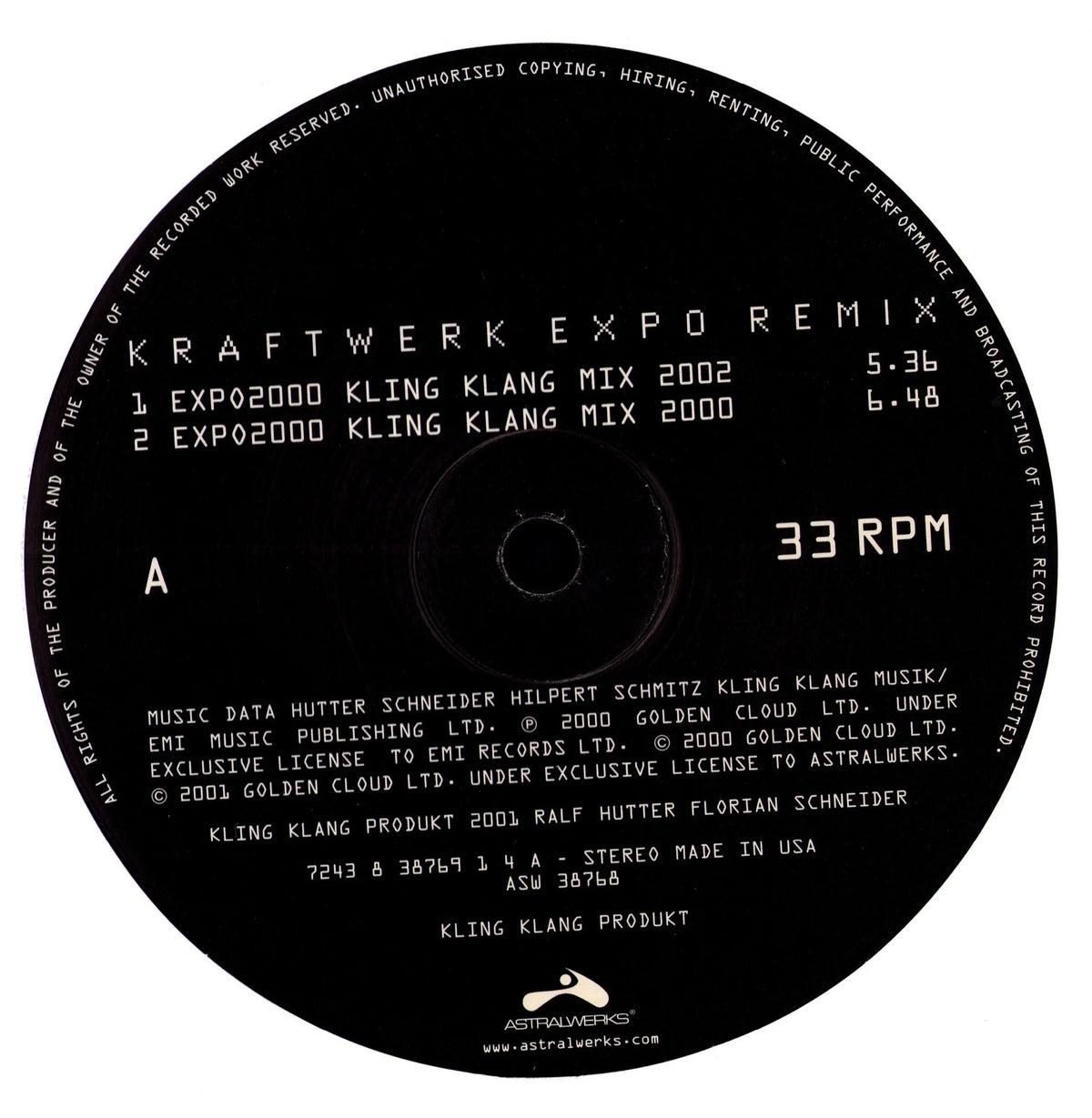 Kraftwerk – Expo Remix (Vinyl 2×12″ | US | 2001) – Label Seite A