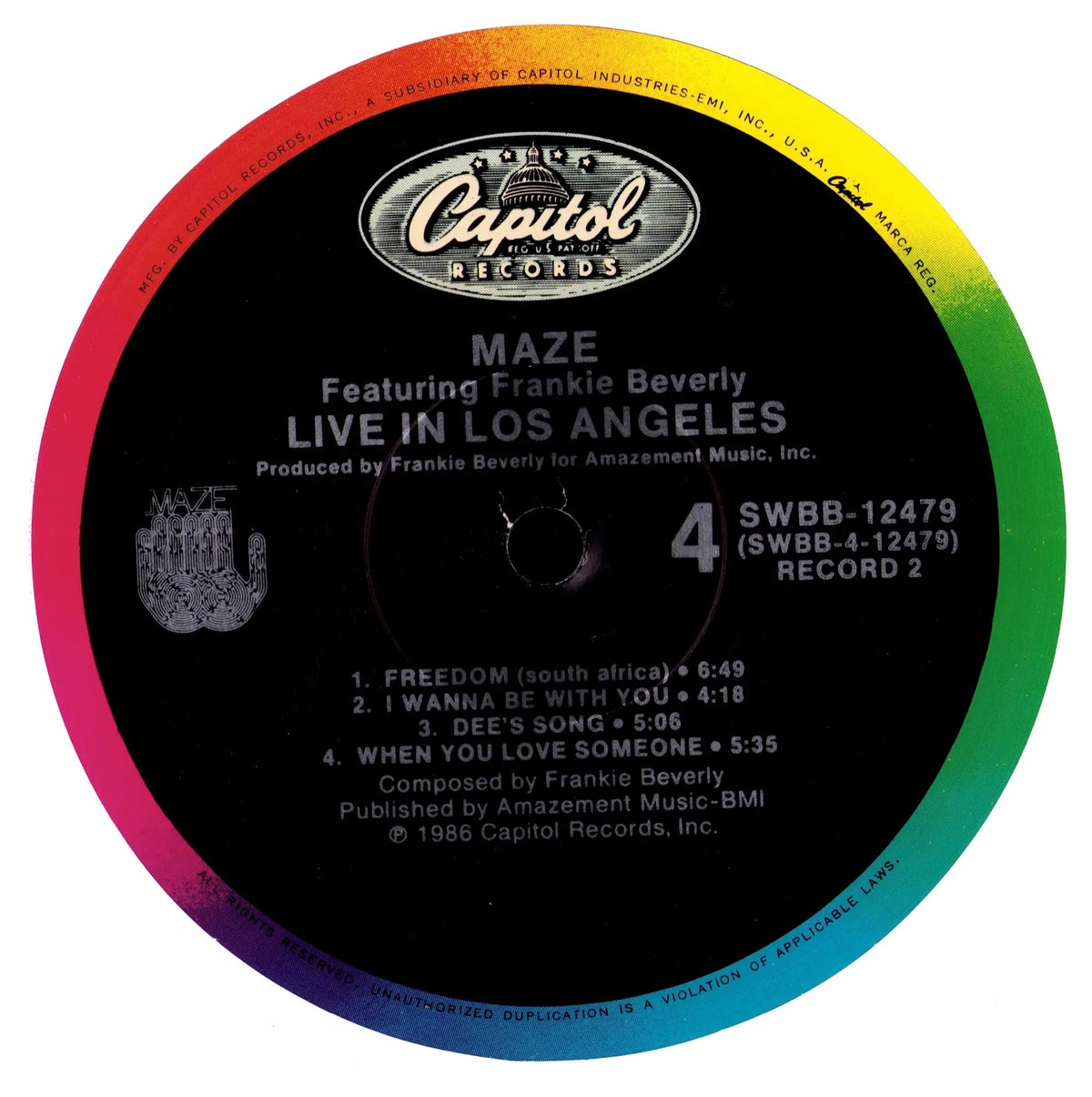 Maze Featuring Frankie Beverly – Live In Los Angeles 2LP | US | 1986
