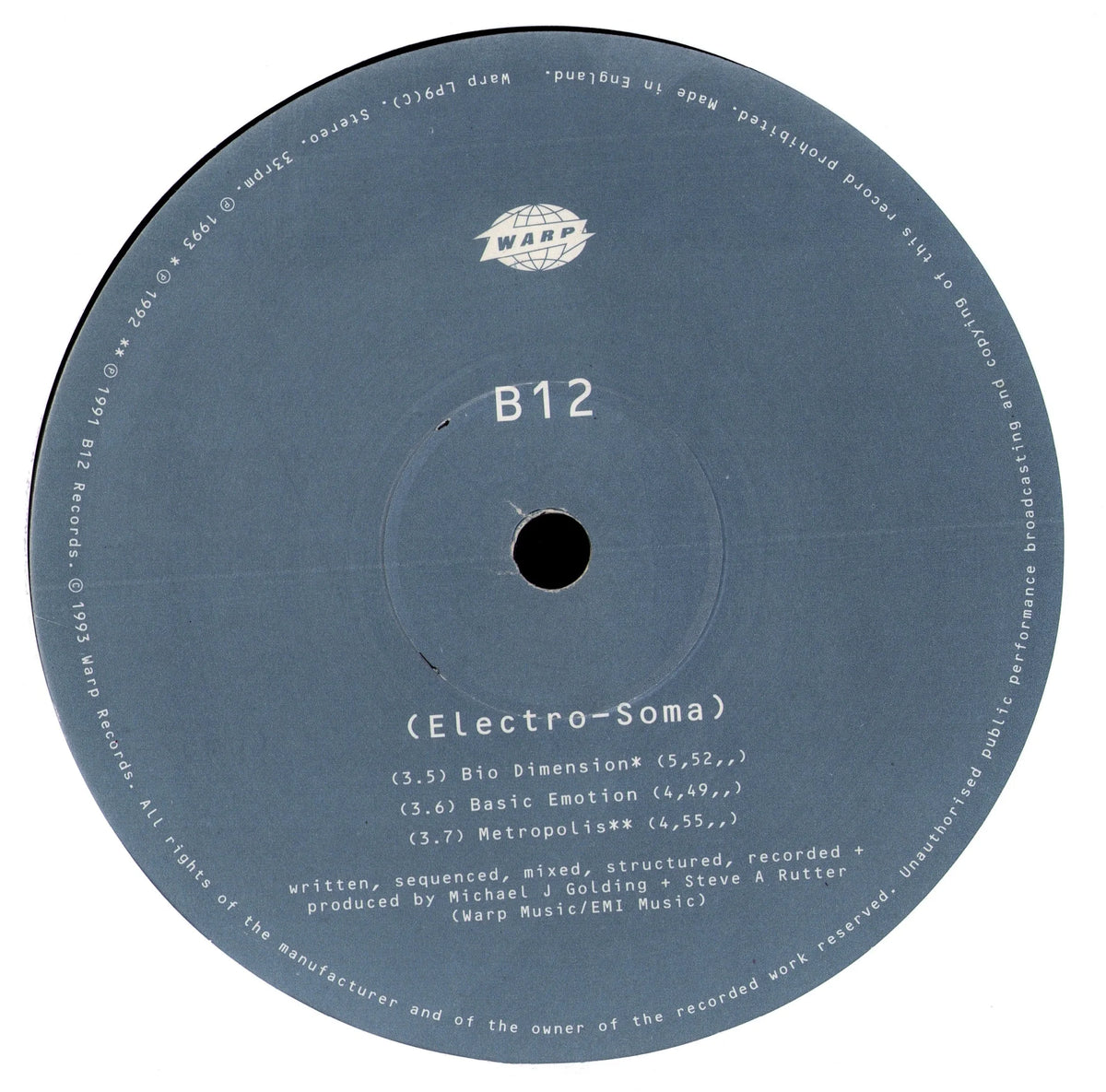 B12 – Electro-Soma Vinyl 2LP | UK | 1993