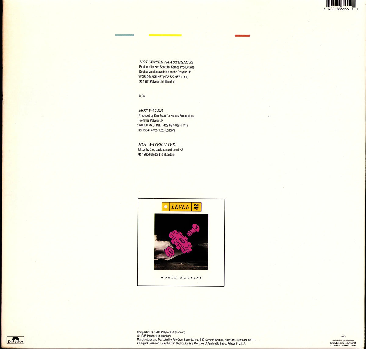 Level 42 - Hot Water (Vinyl 12" Single | US | 1986)