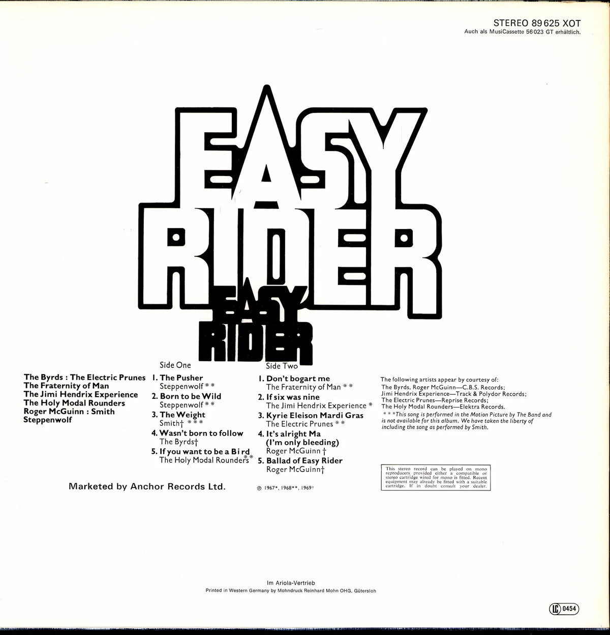 Easy Rider Music From The Motion Picture Vinyl LP | DE Reissue | 1976