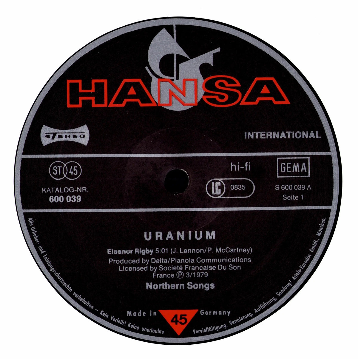 Uranium - Eleanor Rigby (Vinyl 12" Maxi | German Pressing | 1979)