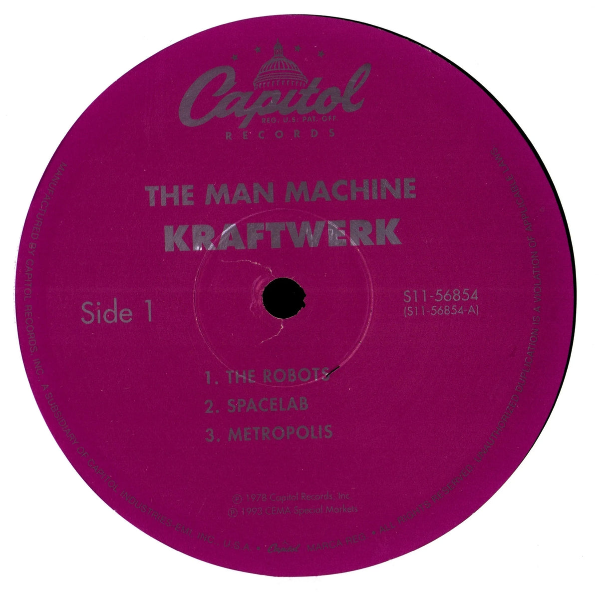 Kraftwerk – The Man-Machine (Vinyl LP | US | 1993) – label side A