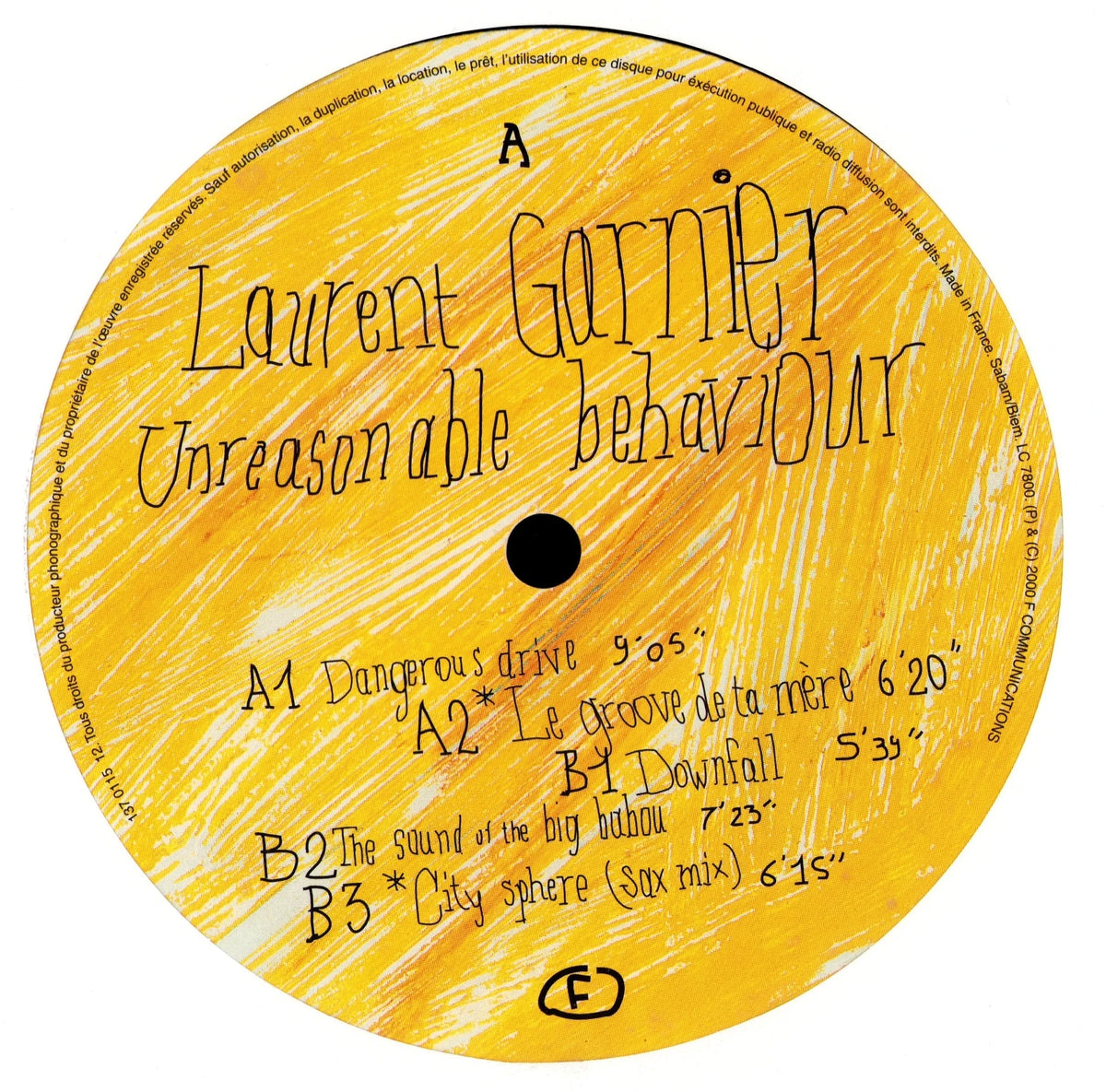 Laurent Garnier – Unreasonable Behaviour (Vinyl 2LP | UK & EU | 2000) – label side A