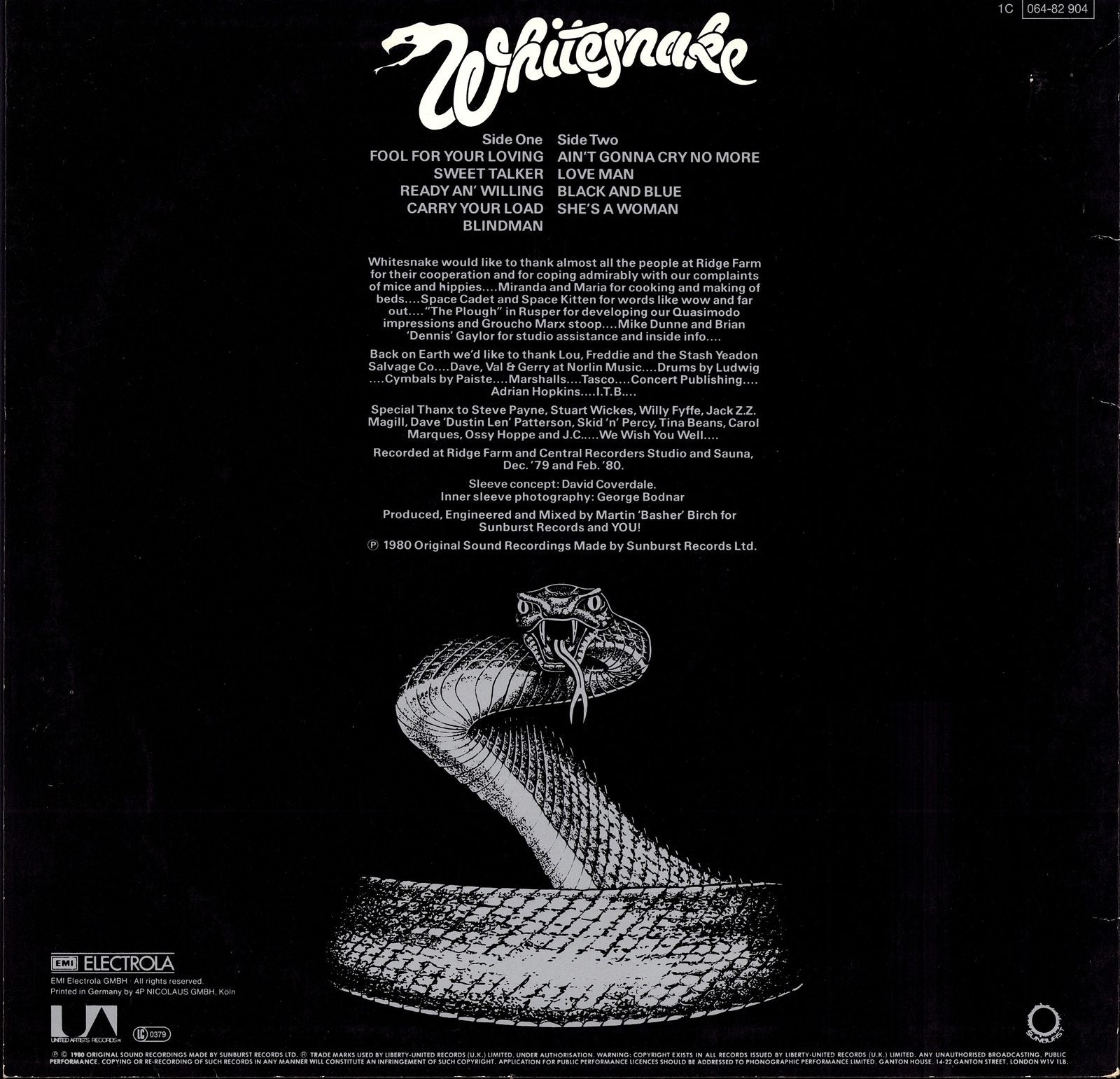 Whitesnake - Ready An' Willing Vinyl LP