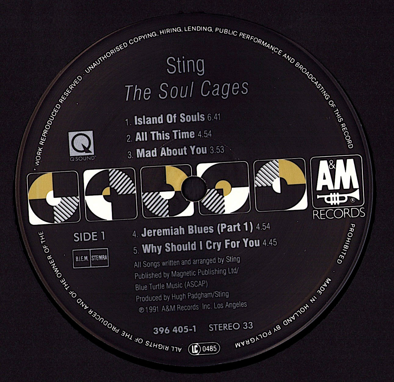 Sting ‎- The Soul Cages Vinyl LP