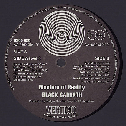 Black Sabbath ‎- Master Of Reality Vinyl LP