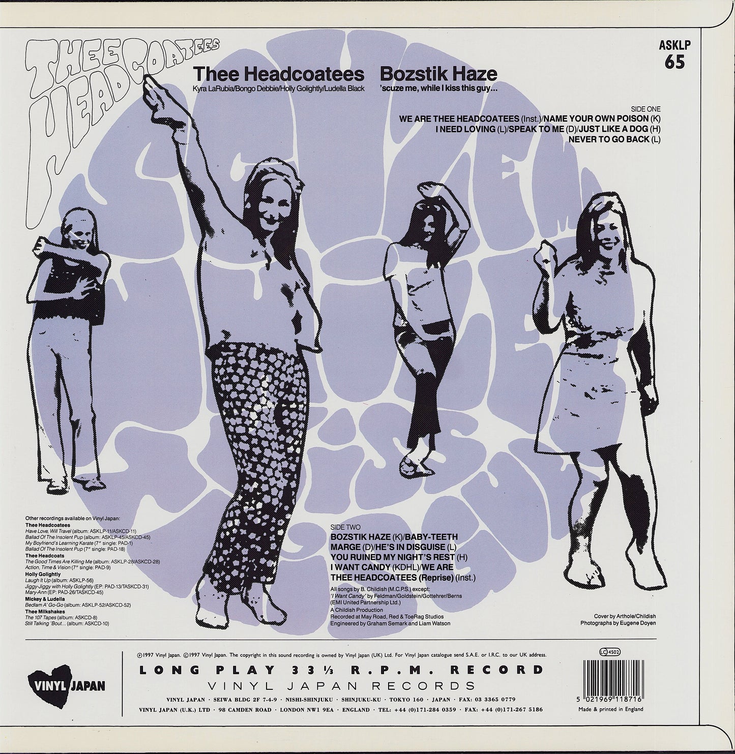 Thee Headcoatees ‎- Bozstik Haze Vinyl LP