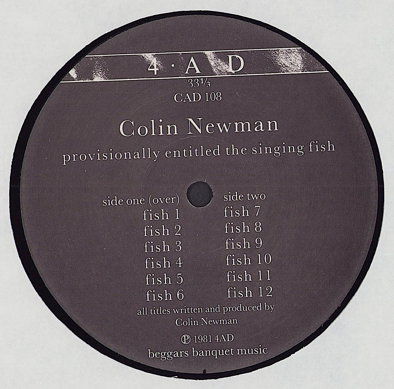 Colin Newman ‎- Provisionally Entitled The Singing Fish Vinyl LP