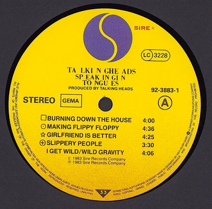 Talking Heads - Speaking In Tongues Vinyl LP DE