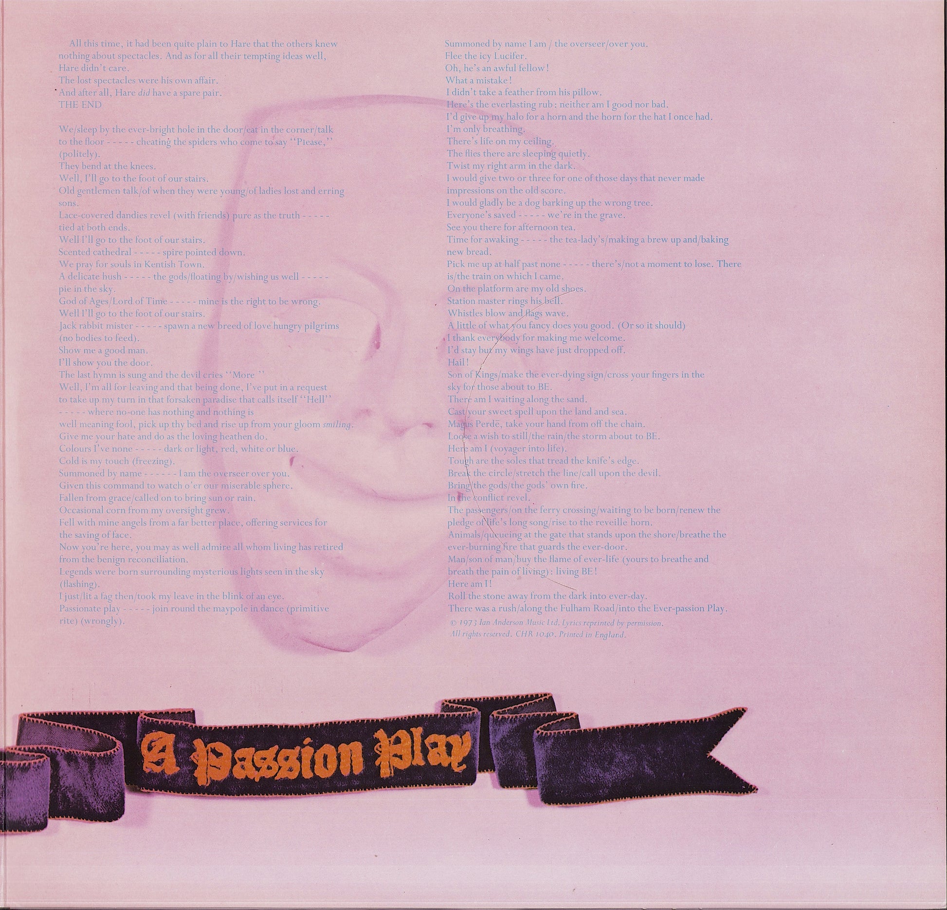 Jethro Tull ‎- A Passion Play Vinyl LP