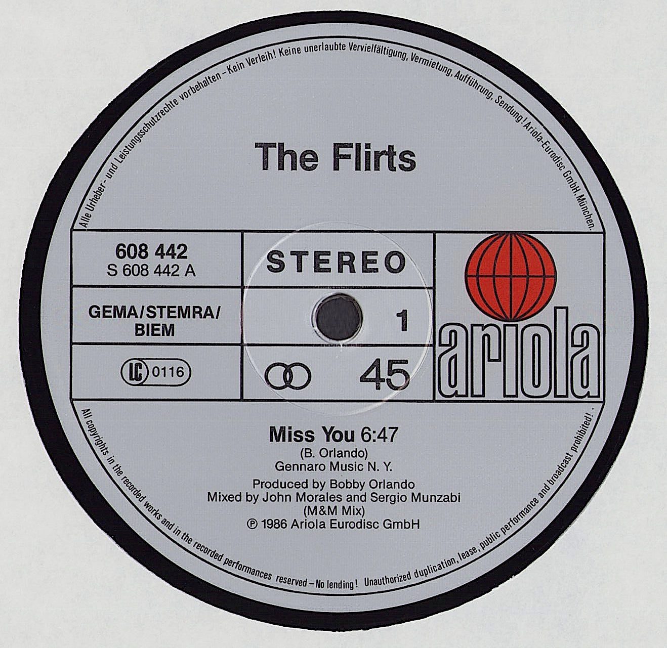 The Flirts - Miss You Vinyl 12"