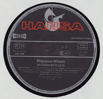 Precious Wilson ‎- All Coloured In Love Vinyl LP