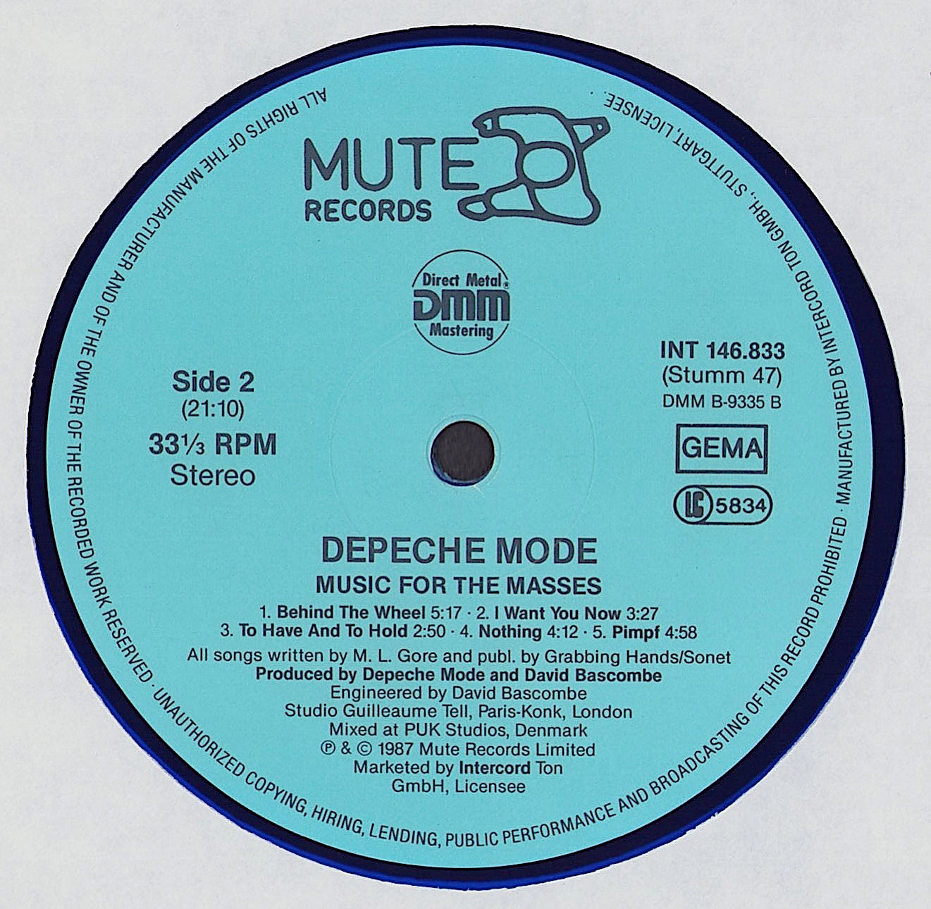 Depeche Mode - Music For The Masses (Blue Vinyl LP)