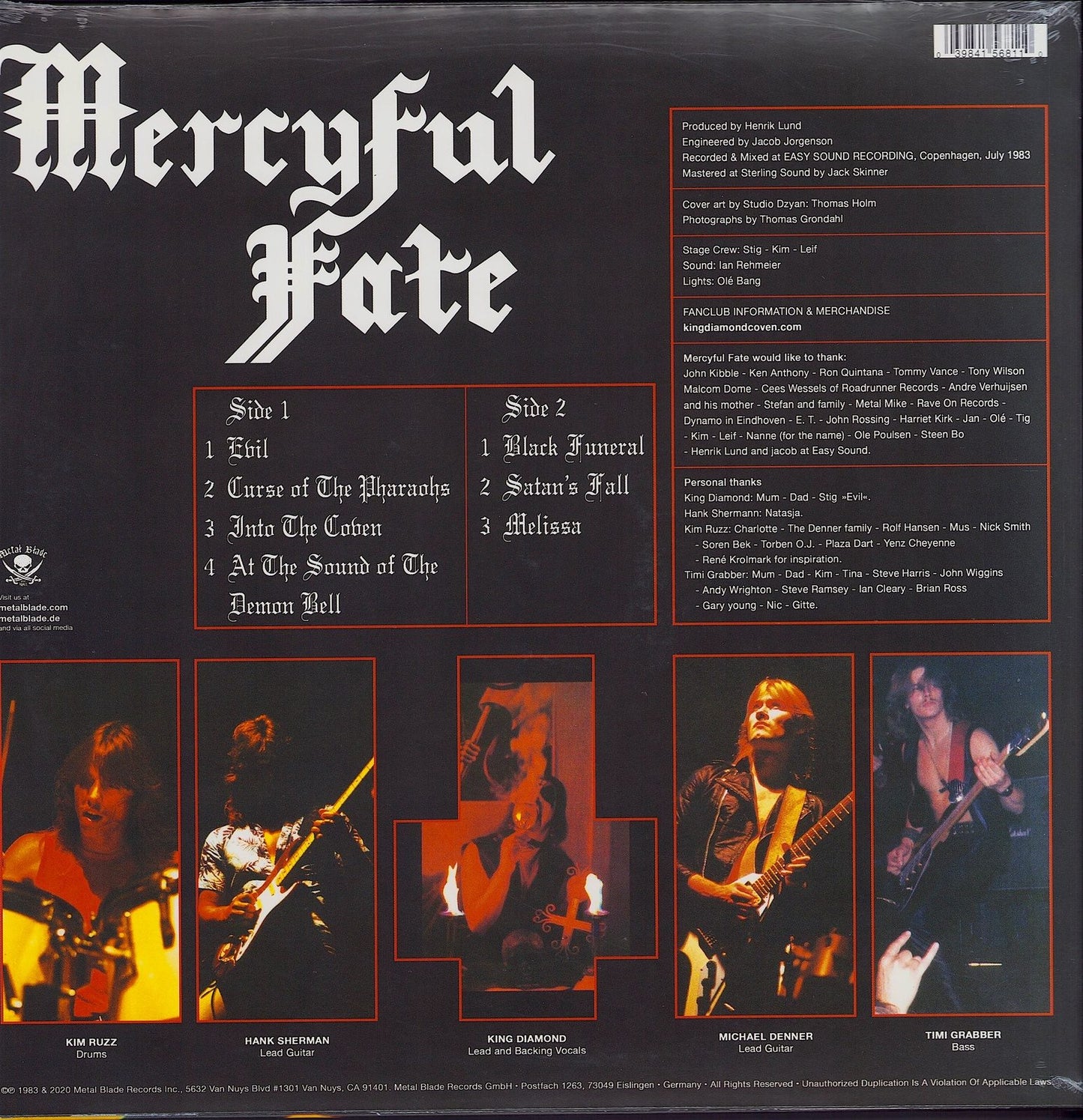 Mercyful Fate ‎- Melissa Black Vinyl LP