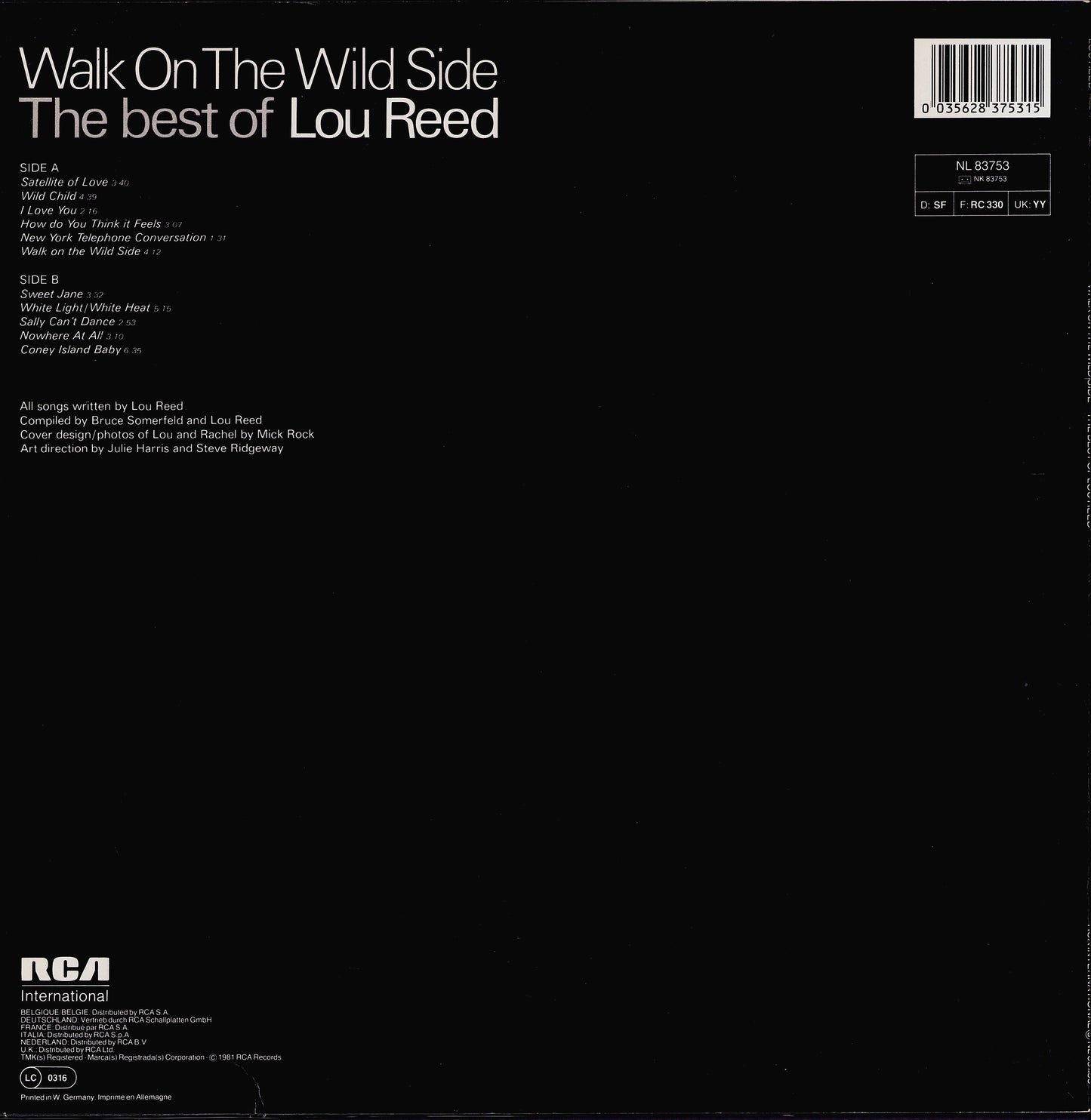 Lou Reed ‎- Walk On The Wild Side - The Best Of Lou Reed Vinyl LP