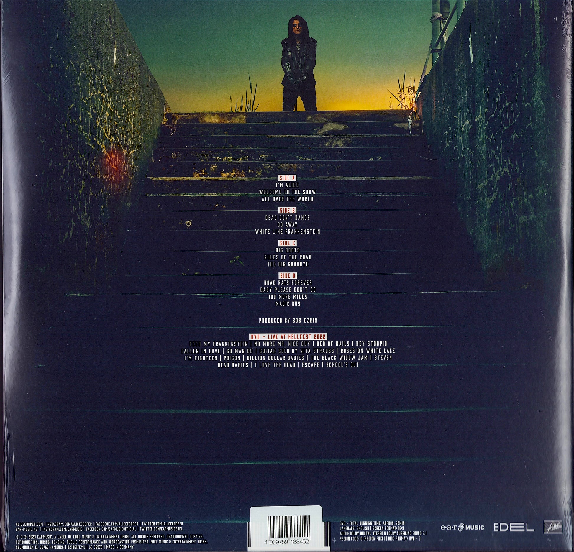 Alice Cooper - Road Black/Blue Split & Yellow Splatter Vinyl 2x12" + DVD - Limited Edition