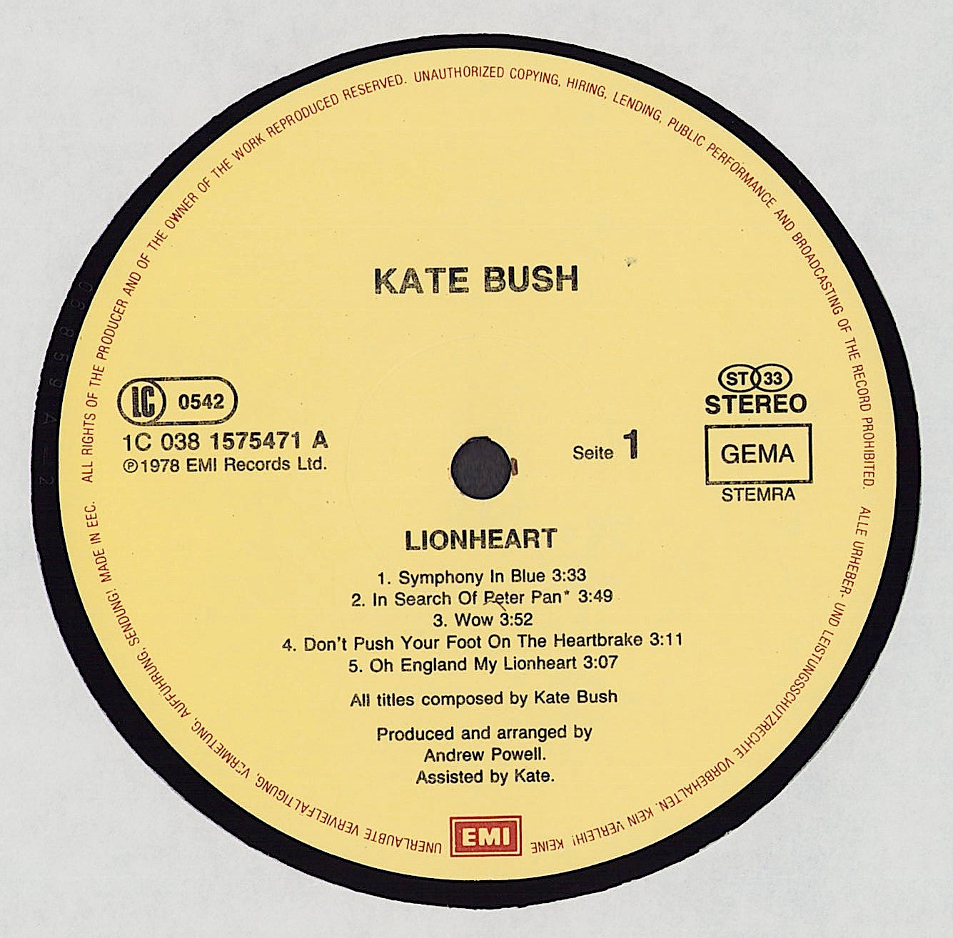 Kate Bush – Lionheart Vinyl LP