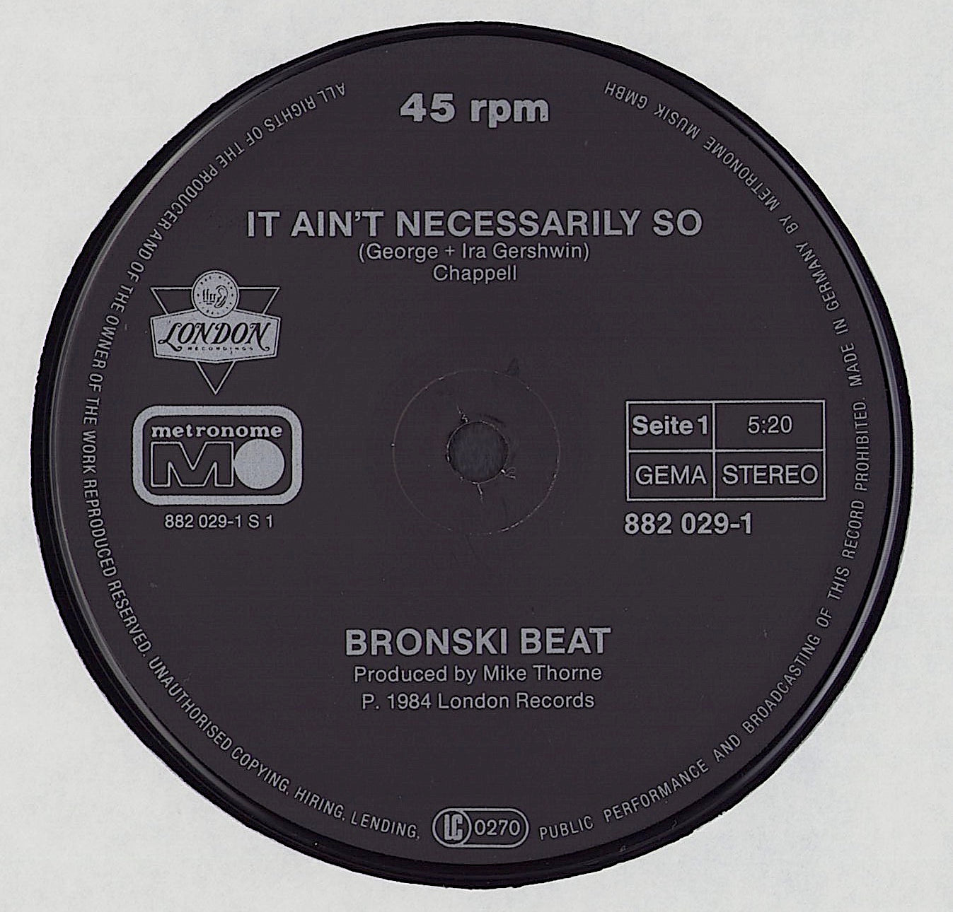 Bronski Beat – It Ain't Necessarily So Vinyl 12" Maxi