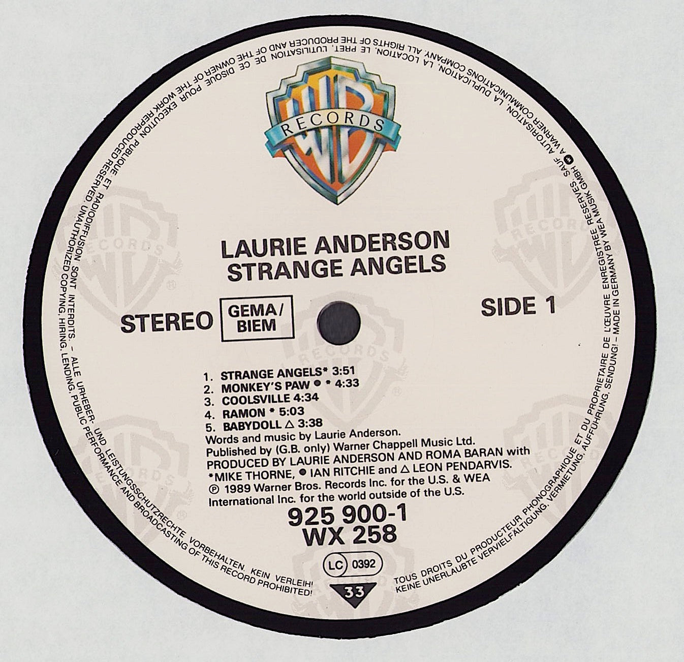 Laurie Anderson - Strange Angels Vinyl LP