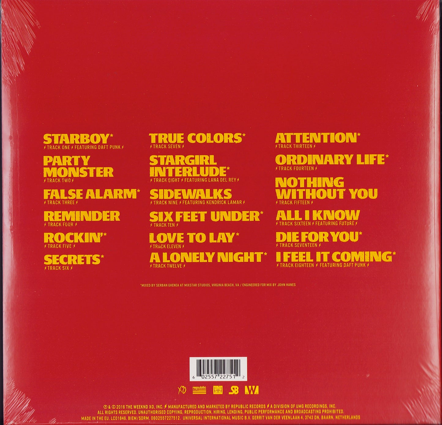The Weeknd ‎- Starboy Red Translucent Vinyl 2LP