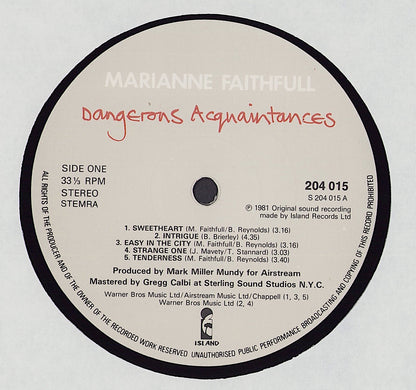 Marianne Faithfull ‎- Dangerous Acquaintances Vinyl LP
