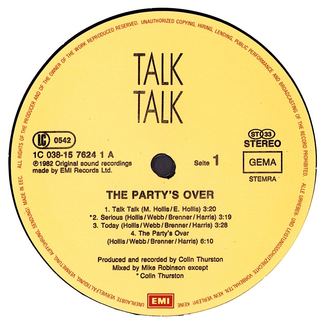 Talk Talk – The Party's Over Vinyl LP