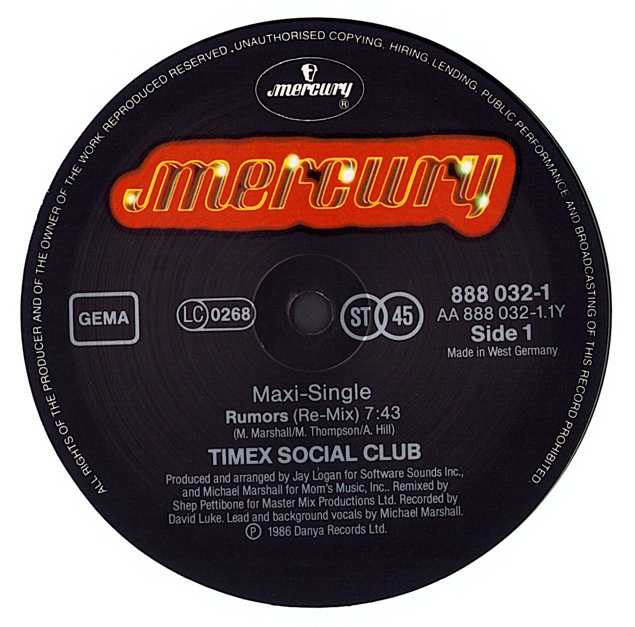 Timex Social Club ‎– Rumors Original Version Vinyl 12" Maxi-Single