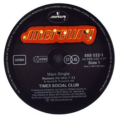 Timex Social Club ‎– Rumors Original Version Vinyl 12" Maxi-Single