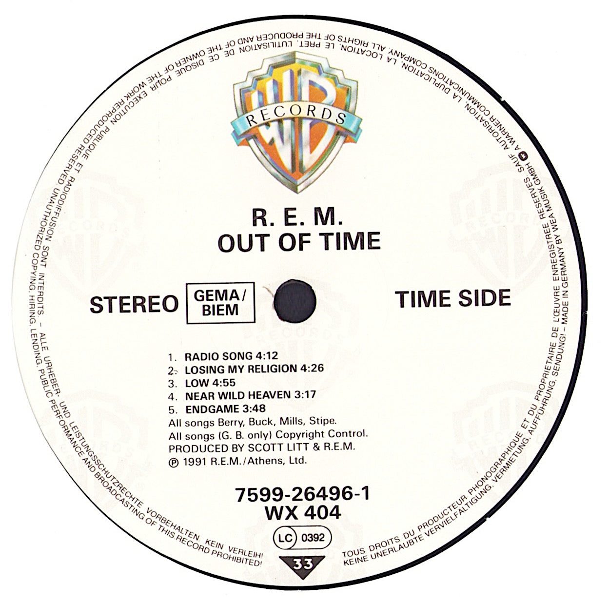 R.E.M. ‎- Out Of Time Vinyl LP