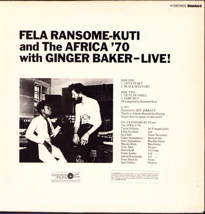 Fela Ransome - Kuti And The Africa '70 With Ginger Baker ‎- Live! Vinyl LP