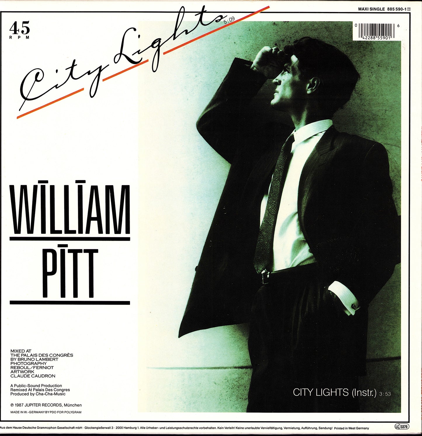 William Pitt – City Lights Vinyl 12" | Germany Original | 1987