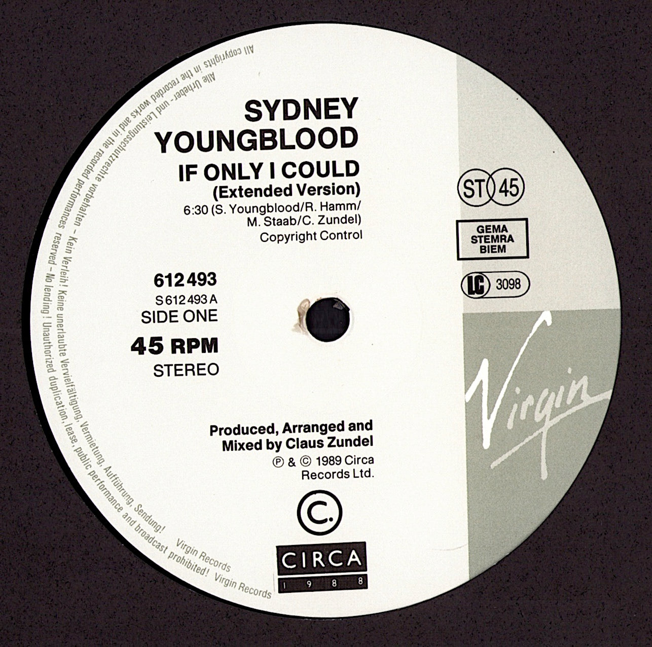 Sydney Youngblood – If Only I Could Vinyl 12" | EU Original | 1989