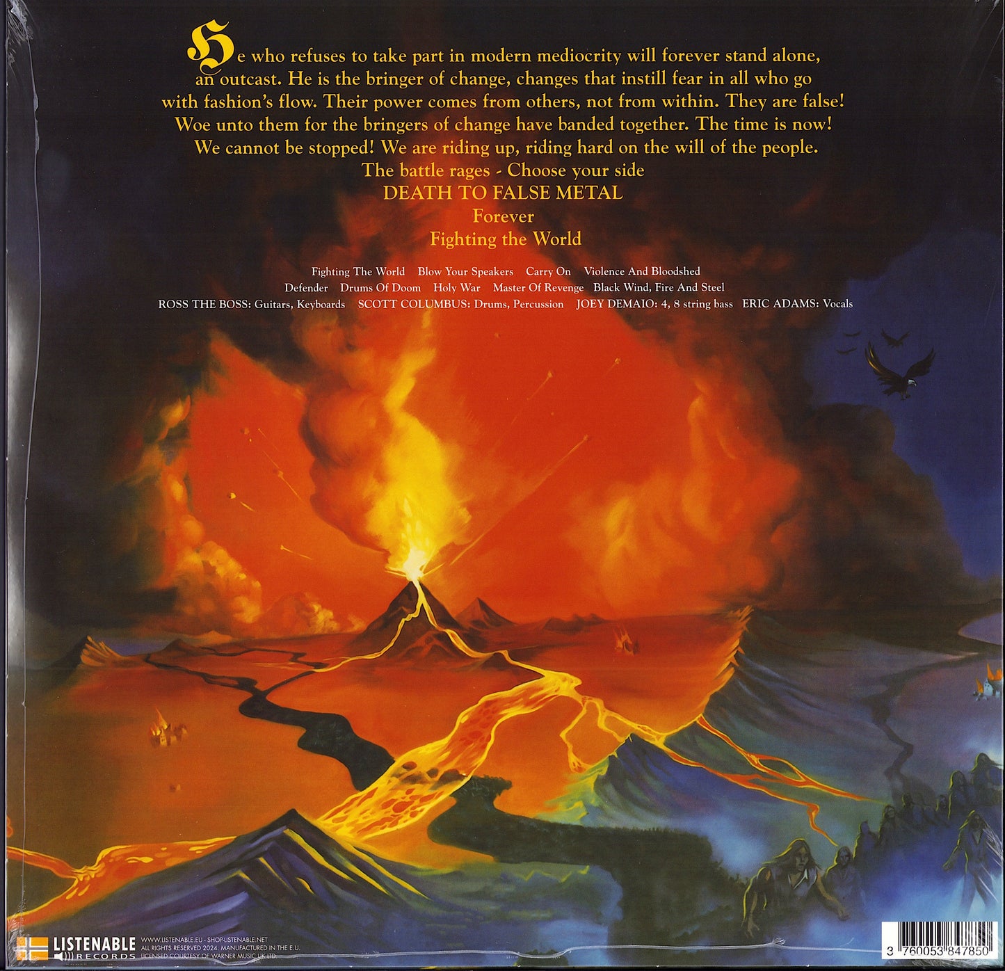 Manowar - Fighting The World Blue Vinyl LP