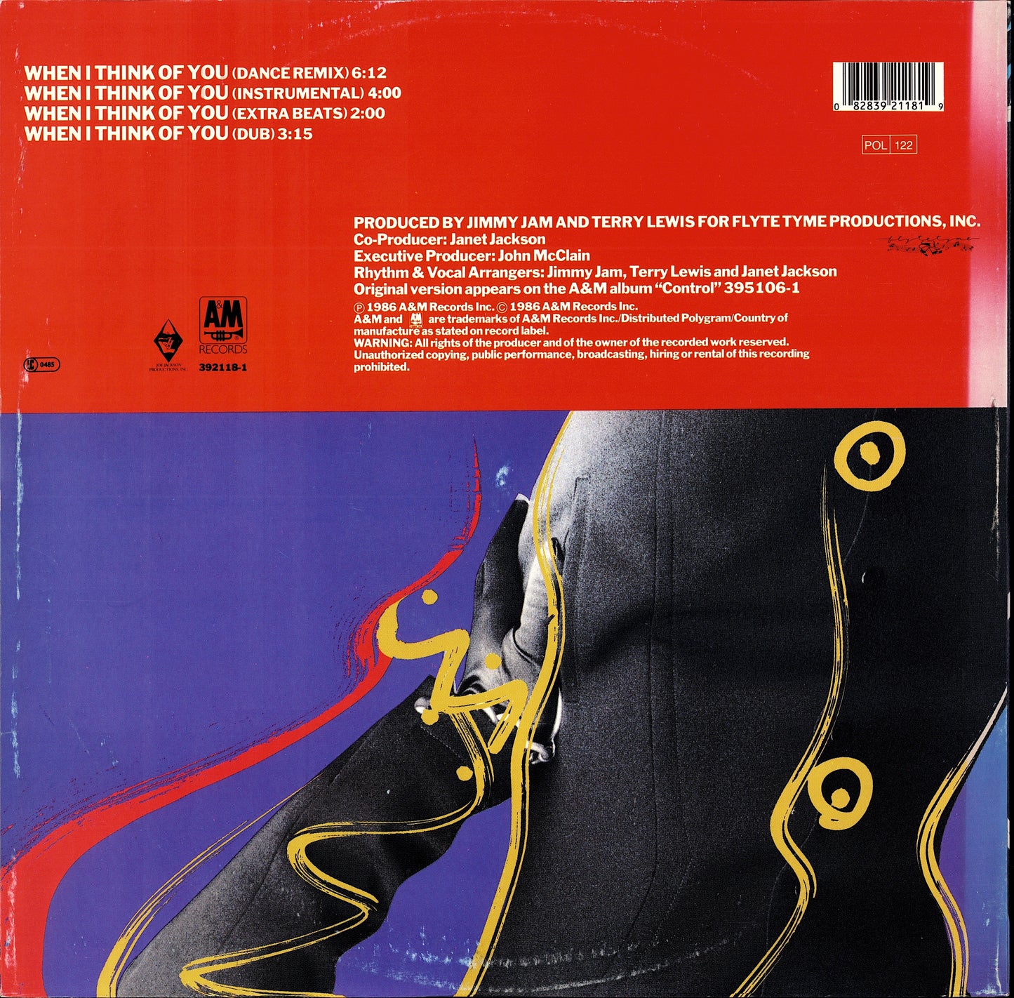 Janet Jackson – When I Think Of You Dance Remix Vinyl 12" | Germany | 1986