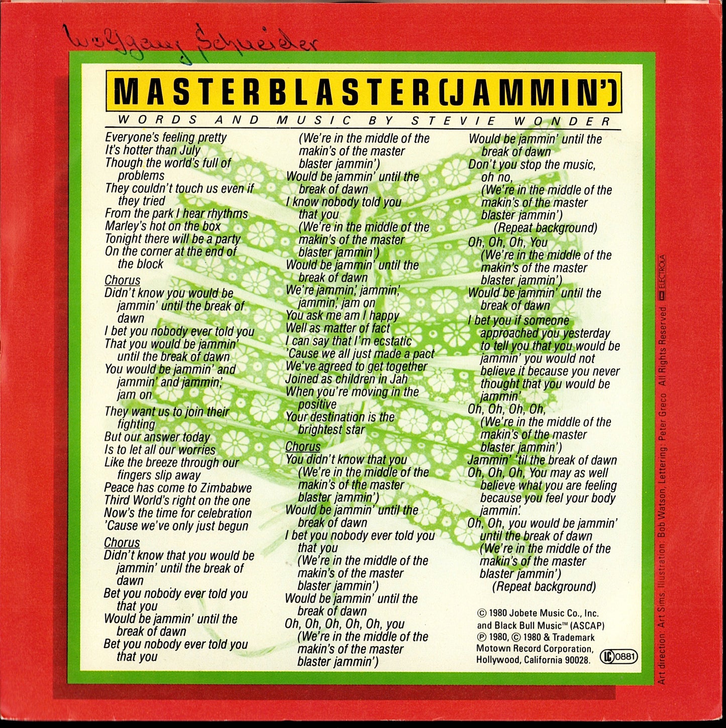 Stevie Wonder – Master Blaster Jammin' Vinyl 7" | DE Original | 1980