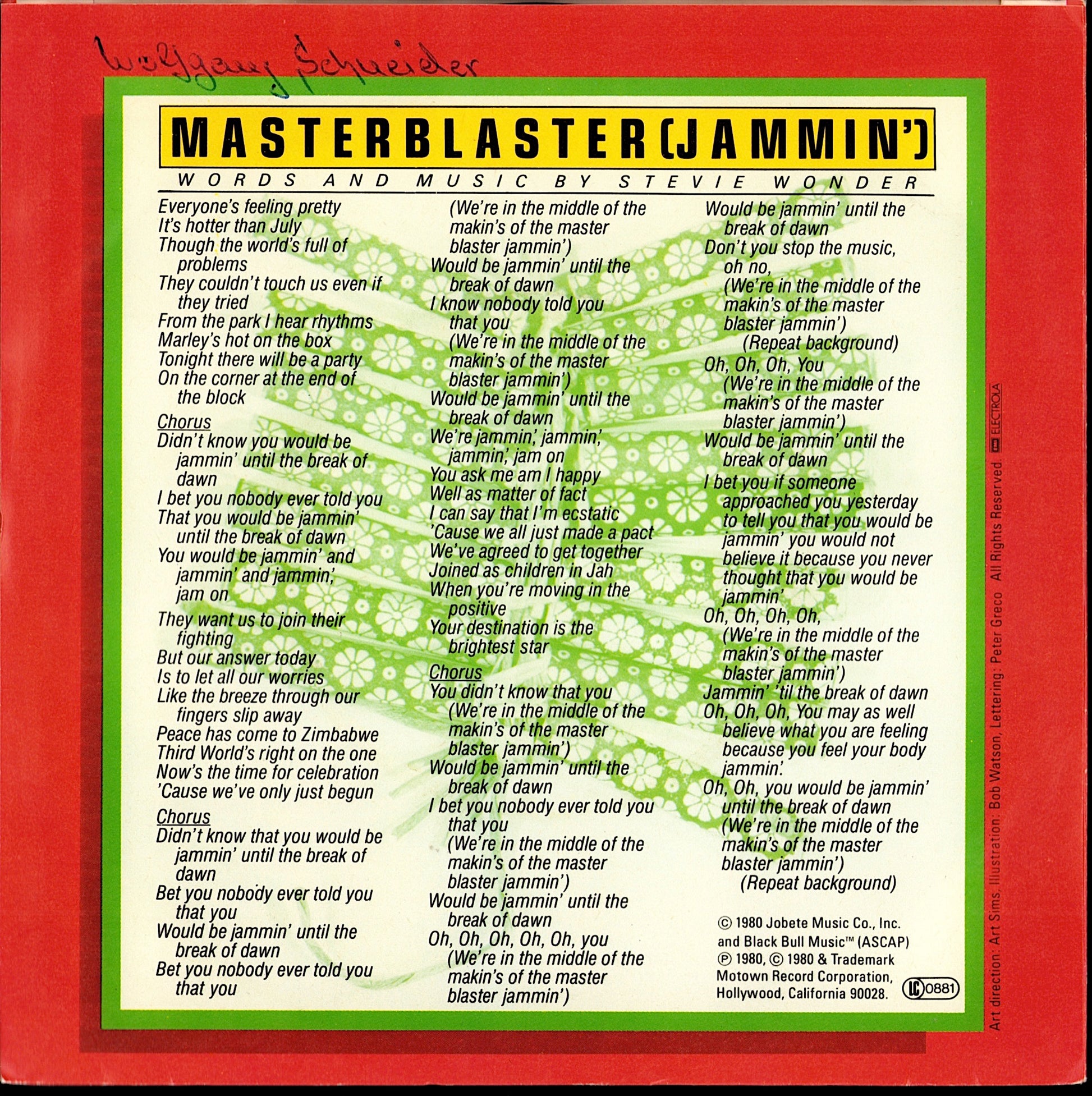 Stevie Wonder – Master Blaster Jammin' Vinyl 7" | DE Original | 1980