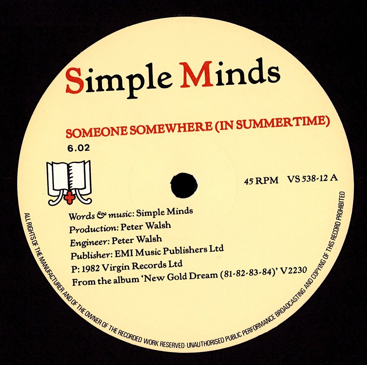 Simple Minds – Someone Somewhere In Summertime Vinyl 12" | UK Original | 1982