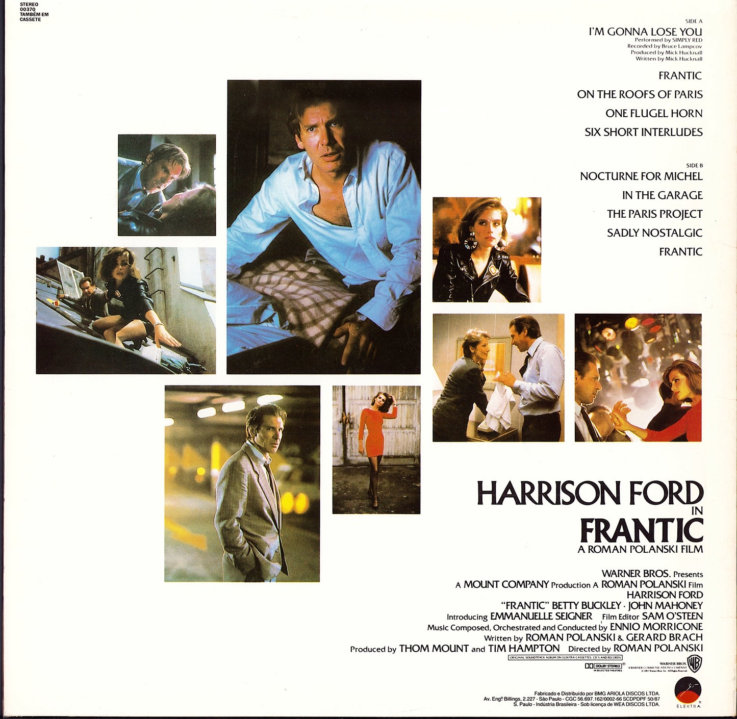 Ennio Morricone - Trilha Sonora Original Do Filme Frantic - Busca Frenética Vinyl LP