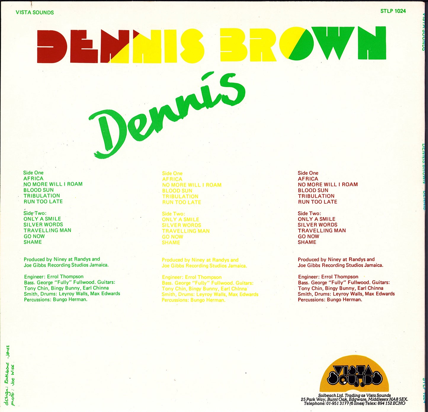 Dennis Brown - Dennis Vinyl LP