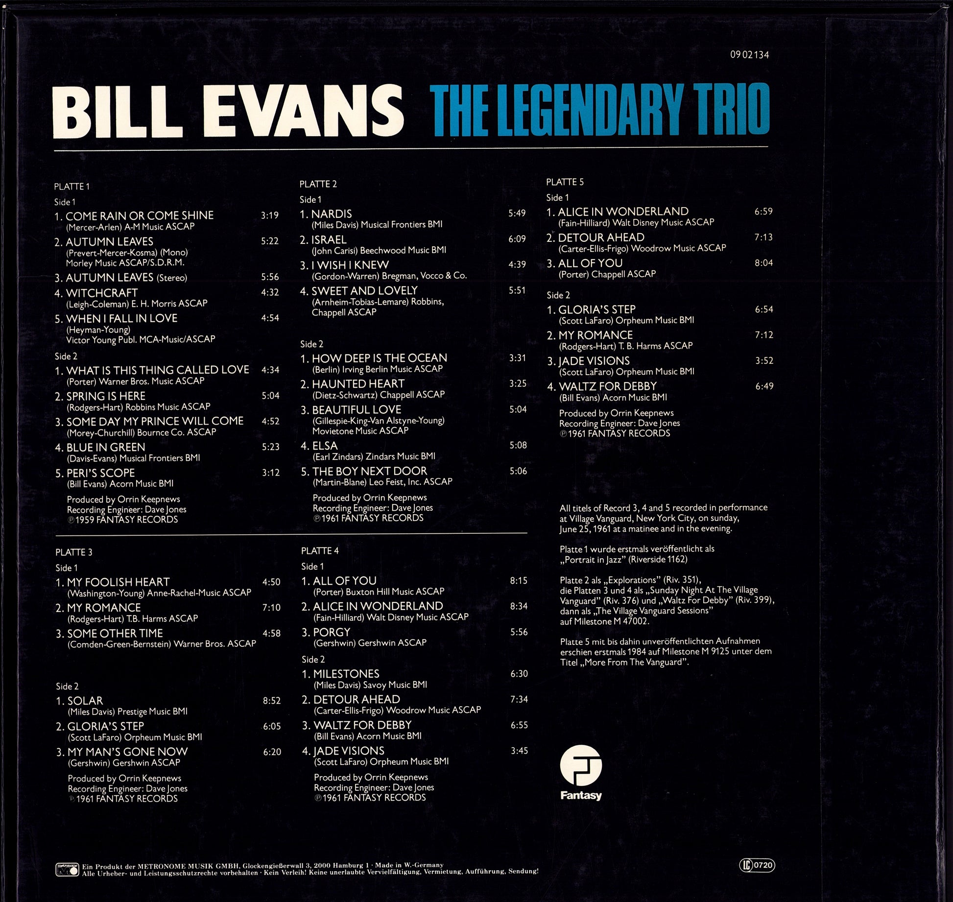 The Bill Evans Trio – The Legendary Trio Vinyl 5LP Box Set