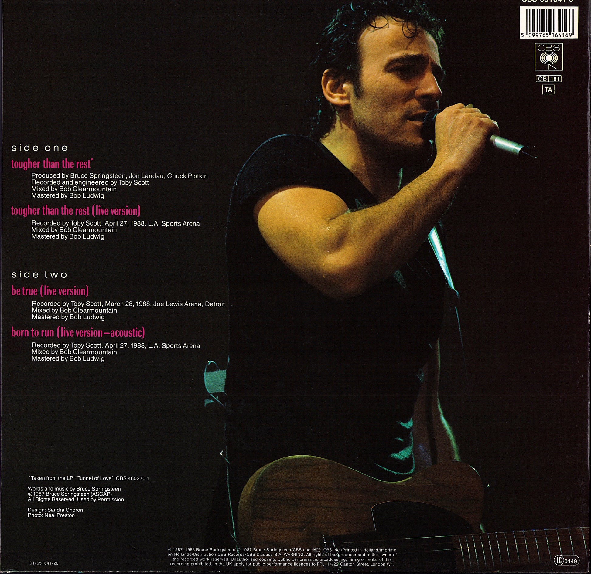 Bruce Springsteen ‎– Tougher Than The Rest Vinyl 12"