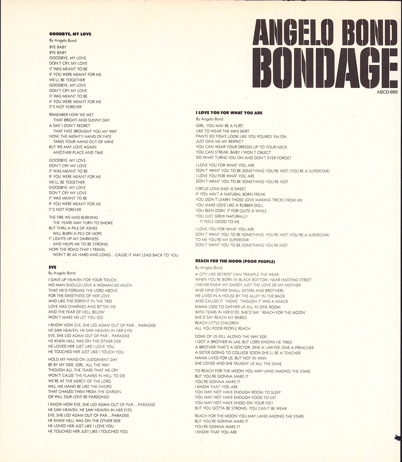 Angelo Bond - Bondage Vinyl LP