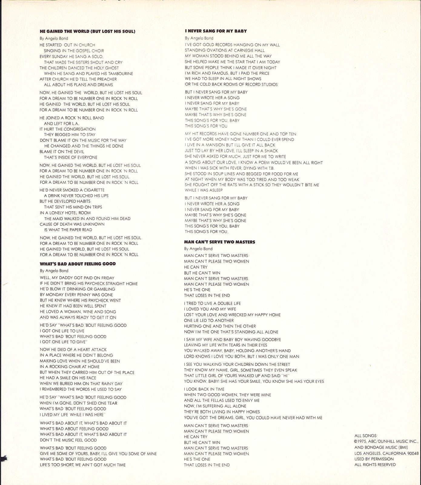 Angelo Bond - Bondage Vinyl LP