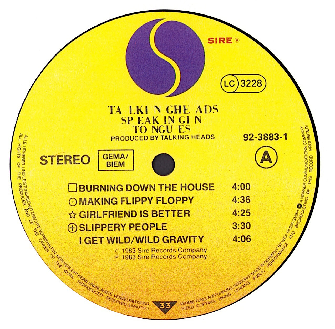 Talking Heads - Speaking In Tongues Vinyl LP