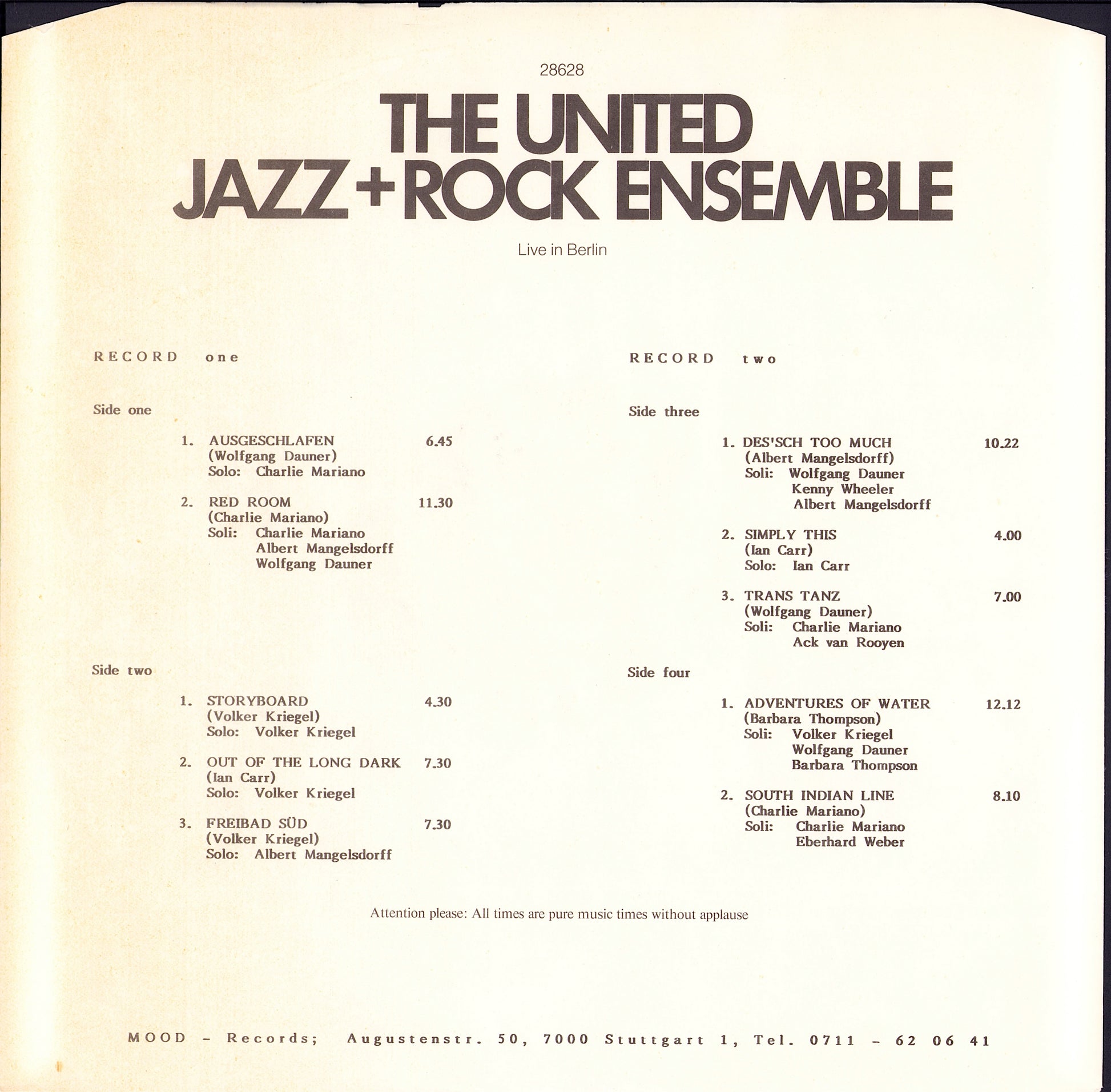 The United Jazz+Rock Ensemble - Live In Berlin